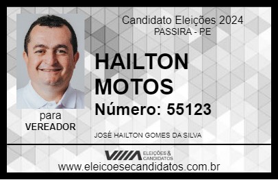 Candidato HAILTON MOTOS 2024 - PASSIRA - Eleições