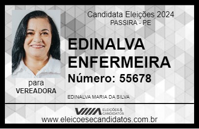 Candidato EDINALVA ENFERMEIRA 2024 - PASSIRA - Eleições