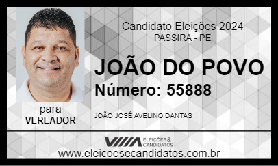 Candidato JOÃO DO POVO 2024 - PASSIRA - Eleições