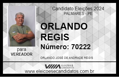 Candidato ORLANDO REGIS 2024 - PALMARES - Eleições