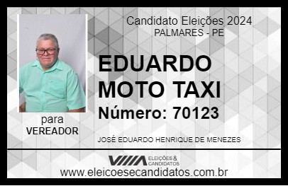 Candidato EDUARDO MOTO TAXI 2024 - PALMARES - Eleições