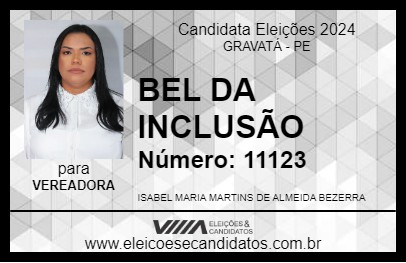 Candidato BEL DA INCLUSÃO 2024 - GRAVATÁ - Eleições