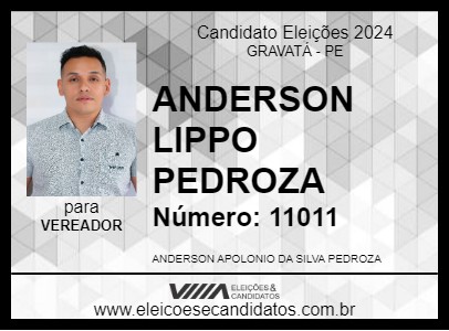 Candidato ANDERSON LIPPO PEDROZA 2024 - GRAVATÁ - Eleições