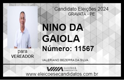 Candidato NINO DA GAIOLA 2024 - GRAVATÁ - Eleições