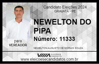 Candidato NEWELTON DO PIPA 2024 - GRAVATÁ - Eleições