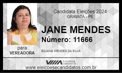 Candidato JANE MENDES 2024 - GRAVATÁ - Eleições