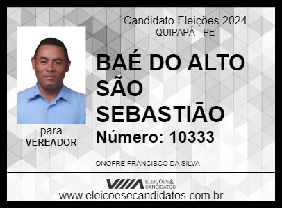 Candidato BAÉ DO ALTO SÃO SEBASTIÃO 2024 - QUIPAPÁ - Eleições