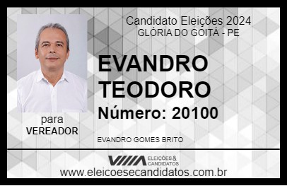 Candidato EVANDRO TEODORO 2024 - GLÓRIA DO GOITÁ - Eleições