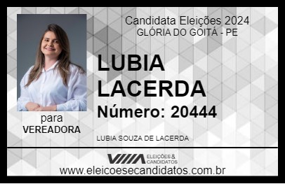 Candidato LUBIA LACERDA 2024 - GLÓRIA DO GOITÁ - Eleições