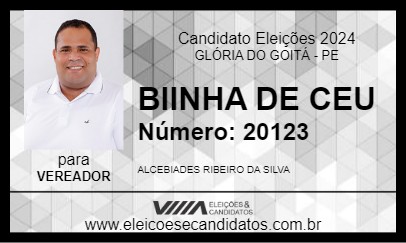 Candidato BIINHA DE CEU 2024 - GLÓRIA DO GOITÁ - Eleições