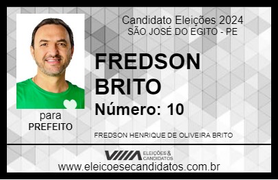 Candidato FREDSON BRITO 2024 - SÃO JOSÉ DO EGITO - Eleições