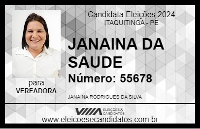 Candidato JANAINA DA SAÚDE 2024 - ITAQUITINGA - Eleições