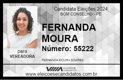 Candidato FERNANDA MOURA 2024 - BOM CONSELHO - Eleições