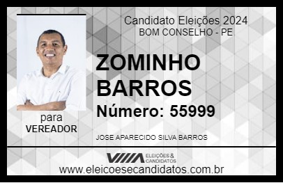 Candidato ZOMINHO BARROS 2024 - BOM CONSELHO - Eleições