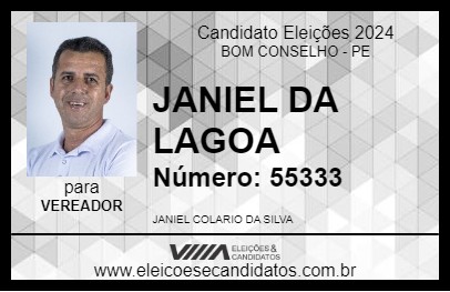 Candidato JANIEL DA LAGOA 2024 - BOM CONSELHO - Eleições