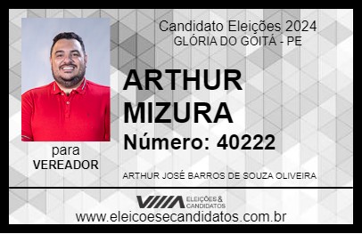 Candidato ARTHUR MIZURA 2024 - GLÓRIA DO GOITÁ - Eleições