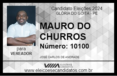 Candidato MAURO DO CHURROS 2024 - GLÓRIA DO GOITÁ - Eleições