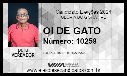 Candidato OI DE GATO 2024 - GLÓRIA DO GOITÁ - Eleições