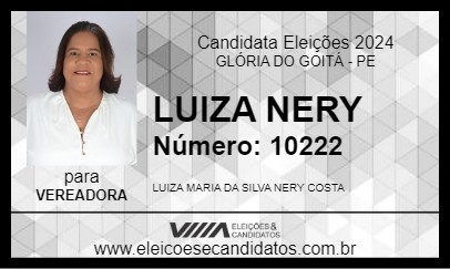 Candidato LUIZA NERY 2024 - GLÓRIA DO GOITÁ - Eleições