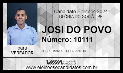 Candidato JOSI DO POVO 2024 - GLÓRIA DO GOITÁ - Eleições