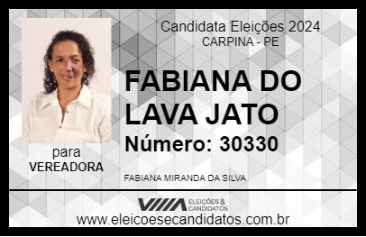 Candidato FABIANA DO LAVA JATO 2024 - CARPINA - Eleições