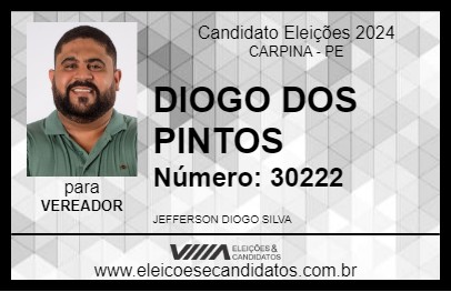 Candidato DIOGO DOS PINTOS 2024 - CARPINA - Eleições