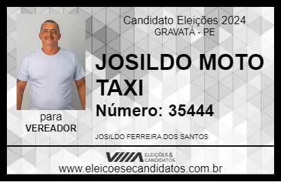 Candidato JOSILDO MOTO TAXI 2024 - GRAVATÁ - Eleições