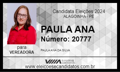 Candidato PAULA ANA 2024 - ALAGOINHA - Eleições