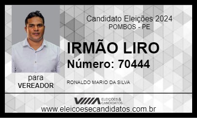 Candidato IRMÃO LIRO 2024 - POMBOS - Eleições