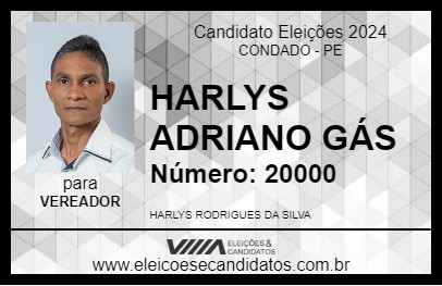 Candidato HARLYS ADRIANO GÁS 2024 - CONDADO - Eleições