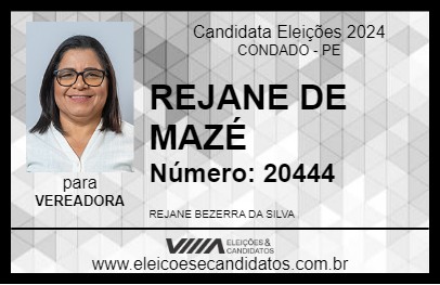 Candidato REJANE DE MAZÉ 2024 - CONDADO - Eleições