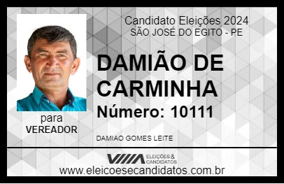 Candidato DAMIÃO DE CARMINHA 2024 - SÃO JOSÉ DO EGITO - Eleições