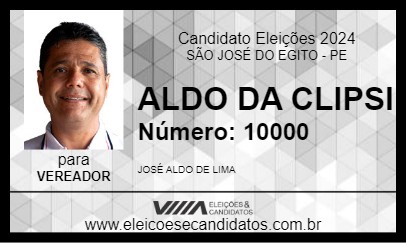 Candidato ALDO DA CLIPSI 2024 - SÃO JOSÉ DO EGITO - Eleições