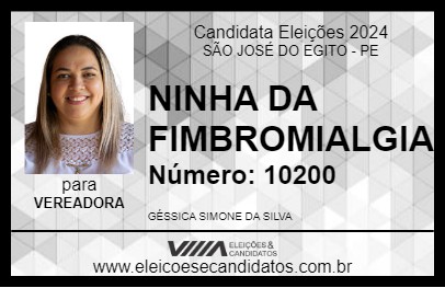 Candidato NINHA DA FIMBROMIALGIA 2024 - SÃO JOSÉ DO EGITO - Eleições