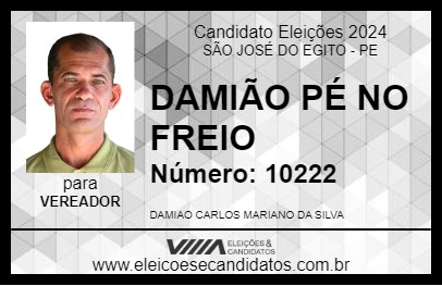 Candidato DAMIÃO PÉ NO FREIO 2024 - SÃO JOSÉ DO EGITO - Eleições