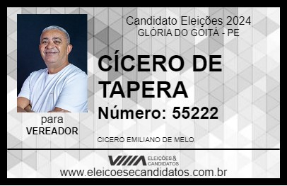 Candidato CÍCERO DE TAPERA 2024 - GLÓRIA DO GOITÁ - Eleições