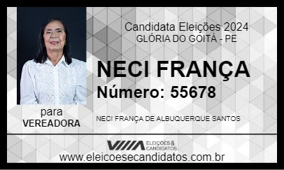 Candidato NECI FRANÇA 2024 - GLÓRIA DO GOITÁ - Eleições