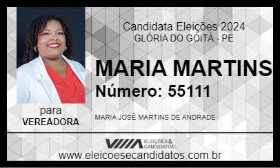 Candidato MARIA MARTINS 2024 - GLÓRIA DO GOITÁ - Eleições