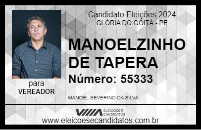 Candidato MANOELZINHO DE TAPERA 2024 - GLÓRIA DO GOITÁ - Eleições