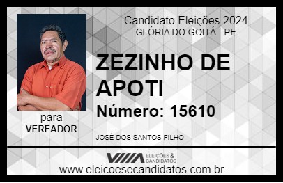 Candidato ZEZINHO DE APOTI 2024 - GLÓRIA DO GOITÁ - Eleições