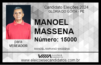 Candidato MANOEL MASSENA 2024 - GLÓRIA DO GOITÁ - Eleições