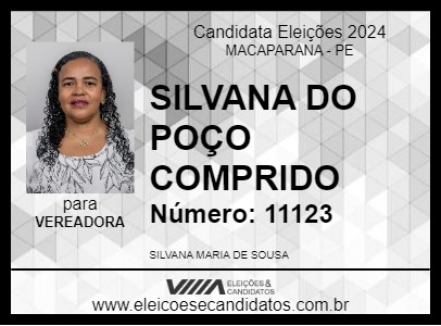 Candidato SILVANA DO POÇO COMPRIDO 2024 - MACAPARANA - Eleições