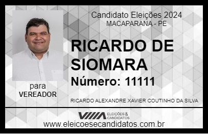 Candidato RICARDO DE SIOMARA 2024 - MACAPARANA - Eleições