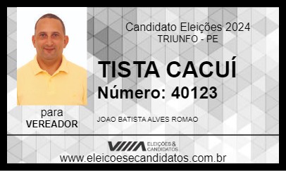 Candidato TISTA CACUÍ 2024 - TRIUNFO - Eleições