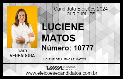 Candidato LUCIENE MATOS 2024 - OURICURI - Eleições