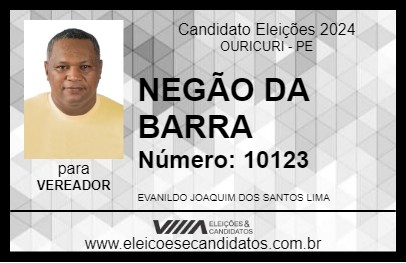 Candidato NEGÃO DA BARRA  2024 - OURICURI - Eleições