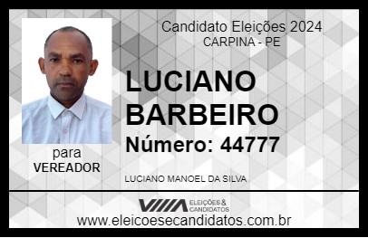 Candidato LUCIANO BARBEIRO 2024 - CARPINA - Eleições