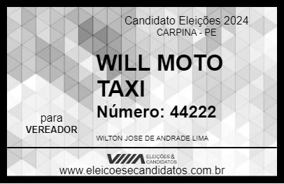 Candidato WILL MOTO TAXI 2024 - CARPINA - Eleições