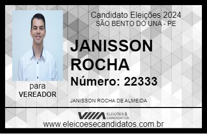 Candidato JANISSON ROCHA 2024 - SÃO BENTO DO UNA - Eleições