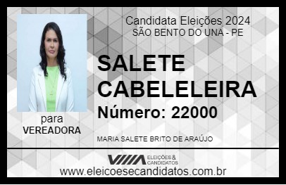 Candidato SALETE CABELELEIRA 2024 - SÃO BENTO DO UNA - Eleições